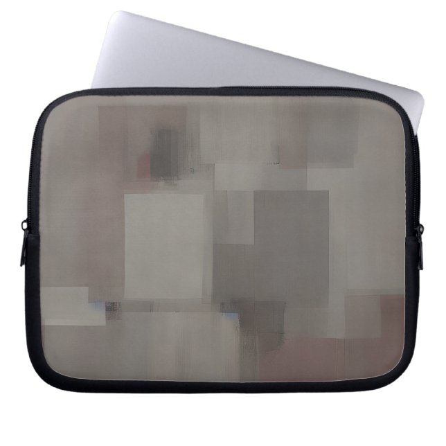 Aardetinten abstracte vierkanten  laptop sleeve (Voorkant)