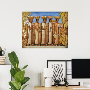 Aardetinten Art Deco Mexicaanse Inheemse Vrouwen Poster