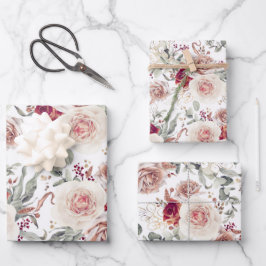 Aardetinten Bloem Botanisch Waterverf Patroon Inpakpapier Vel