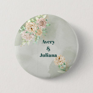 Aardetinten Bloemen Boho Elegante Salie Groen Ronde Button 5,7 Cm