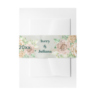 Aardetinten Bloemen Boho Elegante Saliegroen Uitnodigingen Wikkel