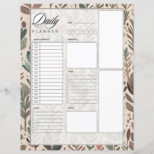 Aardetinten botanische dagelijkse planner (Voorkant)