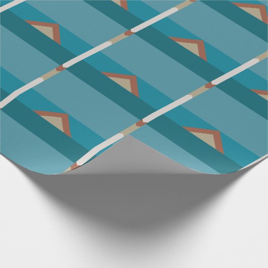 Aardetinten bruin, blauw Elegant Modern Geometrisc Cadeaupapier (Hoek)