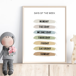 Aardetinten Dagen van de Week Chart Poster