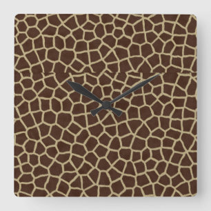Aardetinten Giraffeprint Patroon Decorative Worpku Vierkante Klok