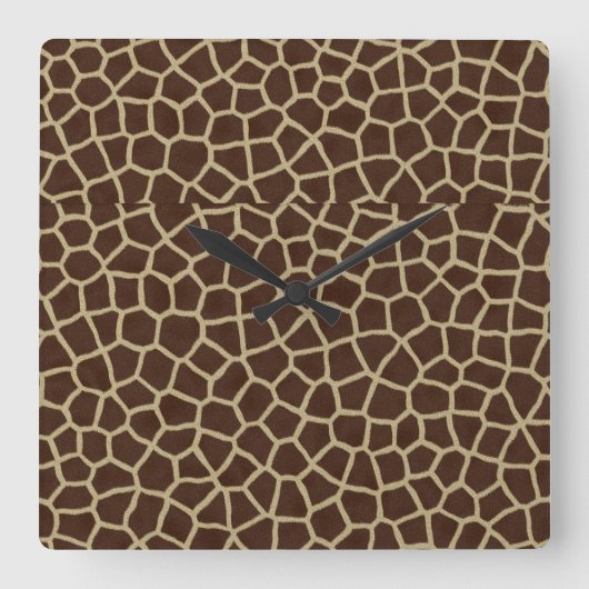 Aardetinten Giraffeprint Patroon Decorative Worpku Vierkante Klok (Voorkant)