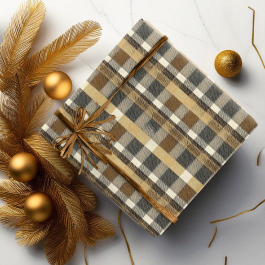 Aardetinten Goud Kerstpatroon#7 ID1009 Cadeaupapier