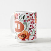 Aardetinten, herfstbloemen Monogram Koffiemok (Voorkant links)