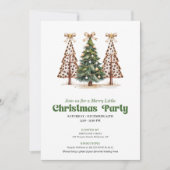 Aardetinten kerstboom luipaardprint uitnodiging (Voorkant)