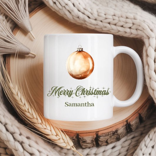 Aardetinten Kerstmug met Naam Koffiemok