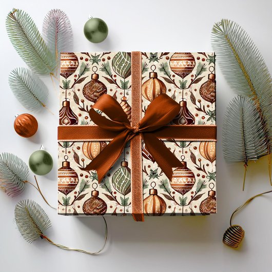 Aardetinten Kerstpatroon#12 ID1009 Cadeaupapier