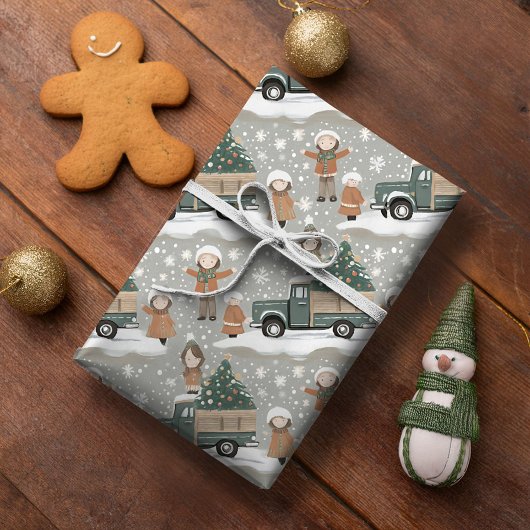 Aardetinten Kerstpatroon#2 ID1009 Cadeaupapier