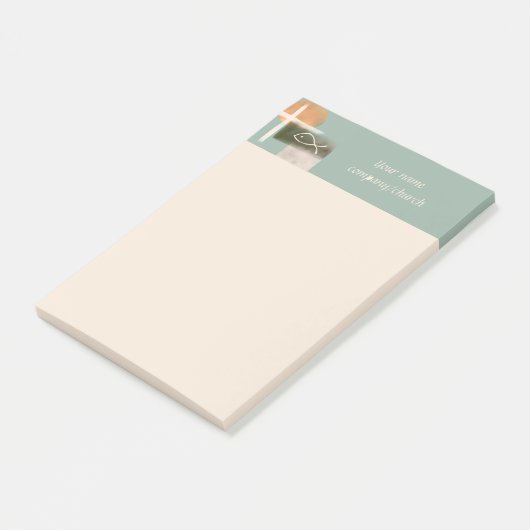 Aardetinten kruis en vis minimalistische kunst post-it® notes (Schuin)