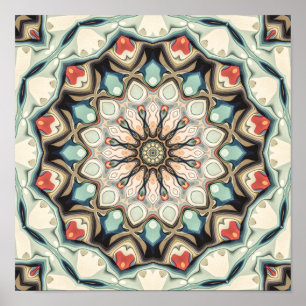 Aardetinten Mandala Poster