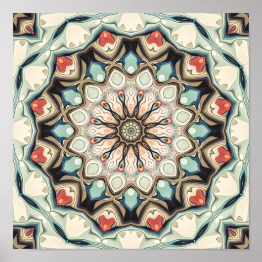 Aardetinten Mandala Poster (Voorkant)