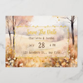 Aardetinten rustieke bloei Herfst Save The Date Folie Uitnodiging (Voorkant)