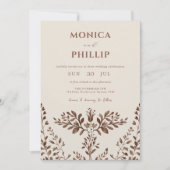 Aardetinten rustieke herfst bloei bruiloft kaart (Voorkant)