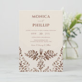 Aardetinten rustieke herfst bloei bruiloft kaart (Staand voorkant)