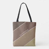 Aardetinten strepen en aangepaste naam tote bag (Achterkant)