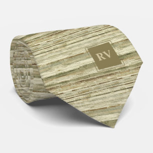 Aardetinten Strepen Monogramme Stropdas