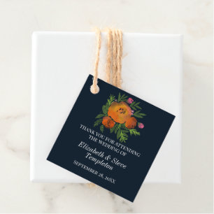 Aardetinten Verbrand Sinaasappel Navy Bloemen Huwe Bedankjes Labels