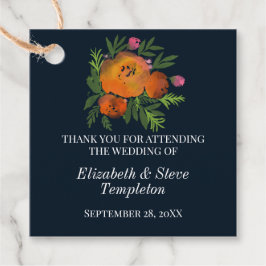 Aardetinten Verbrand Sinaasappel Navy Bloemen Huwe Bedankjes Labels