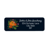 Aardetinten Verbrand Sinaasappel Navy Bloemen Huwe Etiket (Voorkant)