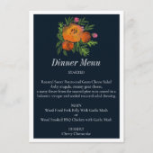 Aardetinten Verbrand Sinaasappel Navy Bloemen Huwe Menu (Voorkant)