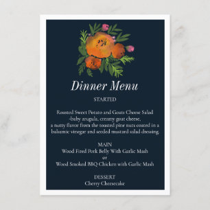 Aardetinten Verbrand Sinaasappel Navy Bloemen Huwe Menu