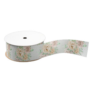 Aardetone Bloemen Boho Elegant Salie Groen Grosgrain Lint