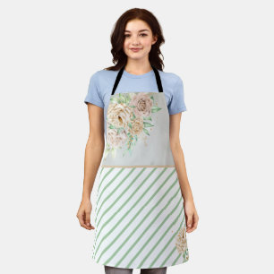 Aardetone Bloemen Boho Elegant Salie Groen Schort