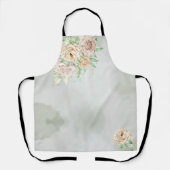 Aardetone Bloemen Boho Elegant Saliegroen Schort (Voorkant)