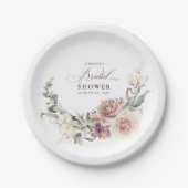 Aardetone Bloemen Elegante Boho Bruiloft Feest Papieren Bordje (Voorkant)