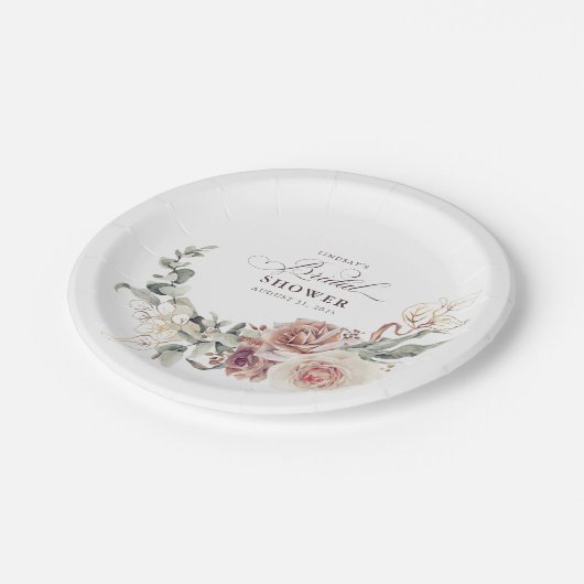 Aardetone Bloemen Elegante Boho Bruiloft Feest Papieren Bordje (Gekanteld)