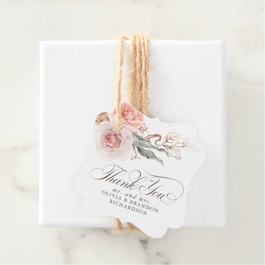 Aardetone Bloemen Elegante Boho Dank Je Bedankjes Labels (In situ)