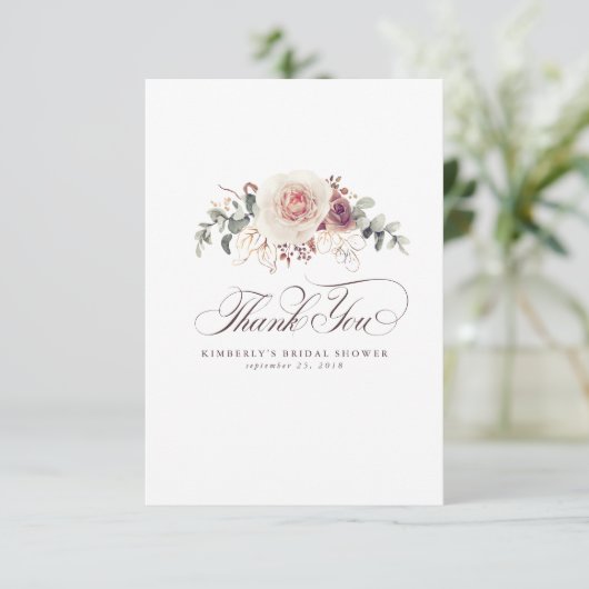 Aardetone Bloemen Elegante Kleine Dank Je Bedankkaart (Staand voorkant)