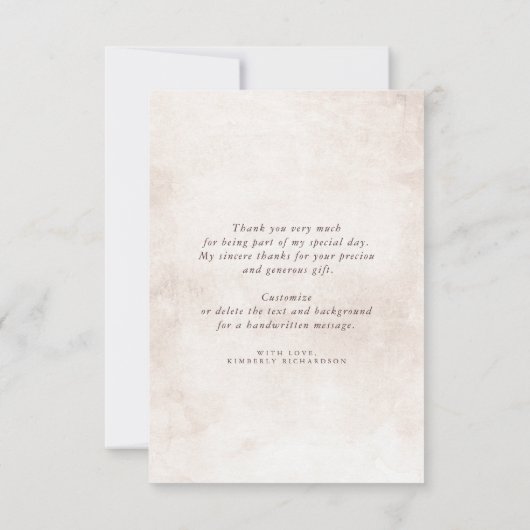 Aardetone Bloemen Elegante Kleine Dank Je Bedankkaart (Achterkant)