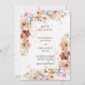 Aardetone Bloemige Botanische Romantische Bruiloft Save The Date (Voorkant)