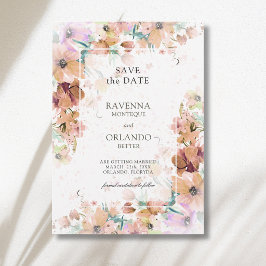 Aardetone Bloemige Botanische Romantische Bruiloft Save The Date