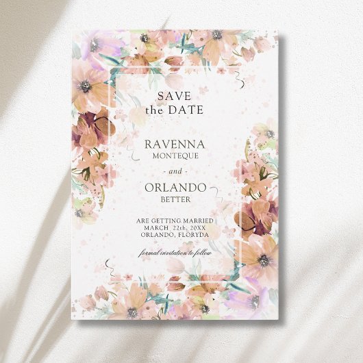 Aardetone Bloemige Botanische Romantische Bruiloft Save The Date