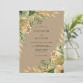 Aardetone Botanische Bruiloft Kaart (Staand voorkant)