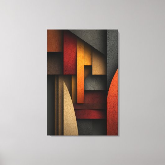 Aardetone Geometrische Lagen Abstract Canvas Afdruk (Voorkant)