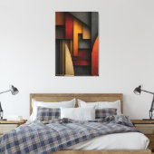Aardetone Geometrische Lagen Abstract Canvas Afdruk (Insitu (Slaapkamer))