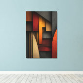 Aardetone Geometrische Lagen Abstract Canvas Afdruk (Insitu (Houten vloer))