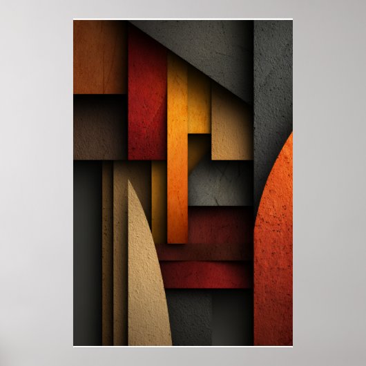 Aardetone Geometrische Lagen Abstract Poster (Voorkant)
