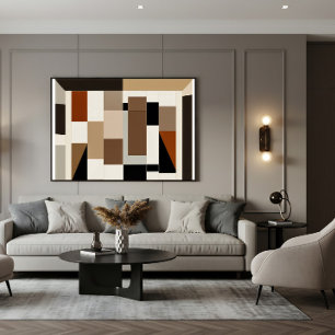Aardetone Kunst Mid-Century Modern Canvas Afdruk