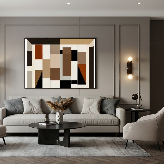 Aardetone Kunst Mid-Century Modern Canvas Afdruk