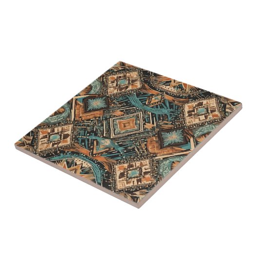 Aardetonen Abstract geometrisch patroon Tegeltje (Zijkant)