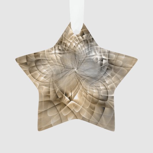 Aardetonen Abstracte Moderne Fractale Kunst Ster Ornament (voorkant)