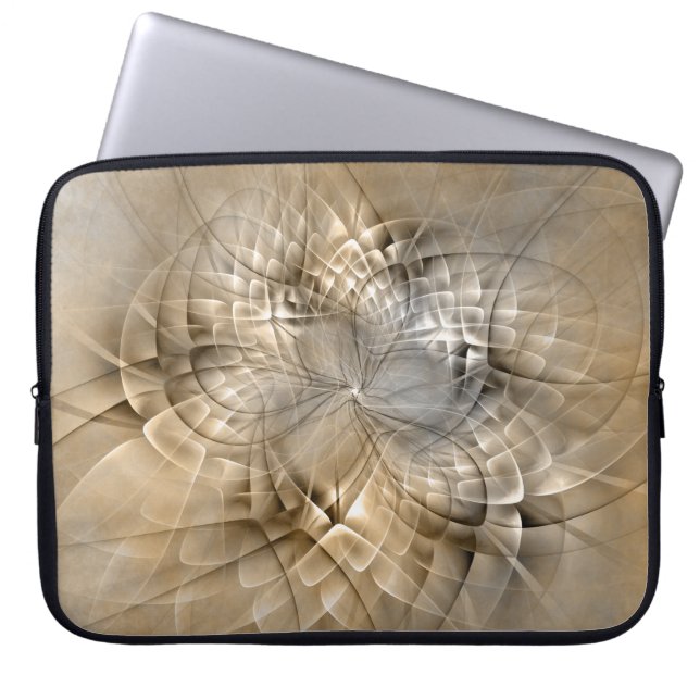 Aardetonen Abstracte Moderne Fractale Kunst Textuu Laptop Sleeve (Voorkant)